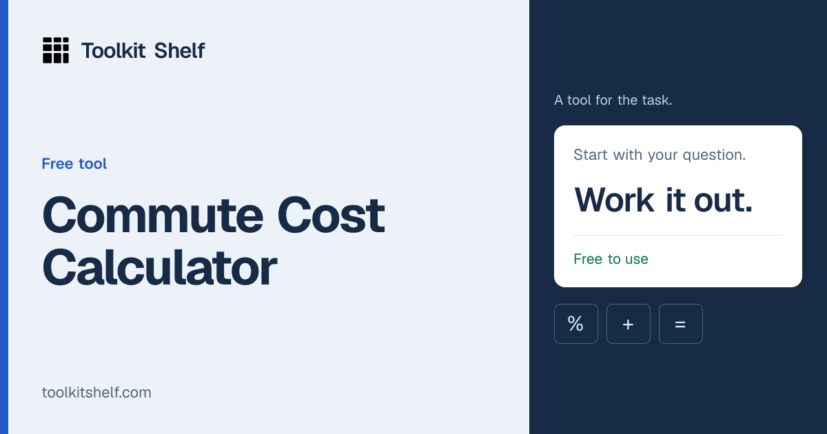 Commute Cost Calculator | Toolkit Shelf