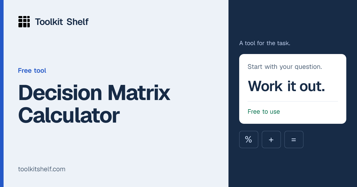 Decision Matrix Calculator | Toolkit Shelf