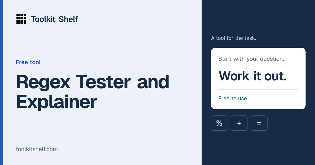 Regex Tester and Explainer | Toolkit Shelf
